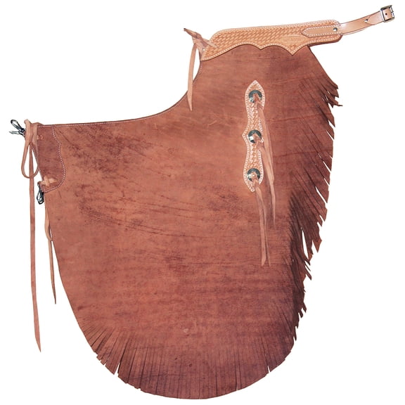 Hilason Western Handcrafted Working Genuine Leather Chinks Chaps Brown