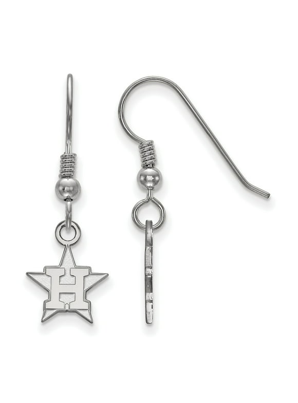 Sterling Silver Rhodium-plated MLB LogoArt Houston Astros Letter H Star Extra Small Dangle Earrings Q-SS013AST