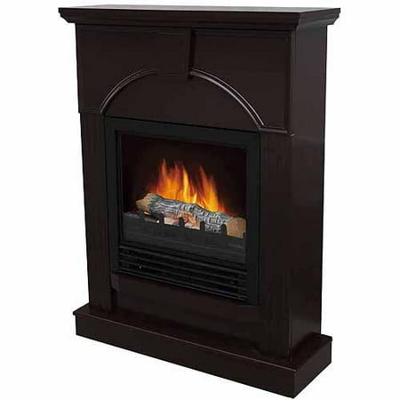 Decor-Flame Electric Space Heater Fireplace with 26" Mantle Dark Chocolate - Walmart.com