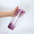 thumbnail image 3 of Double Walled Glitter Tumbler ,Insulated Acrylic Tumblers with Lid & Straw,Purple Plastic Tumblers ,Christmas Tumblers,Reusable, Leak-Proof, Travel, Clear Plastic, Slim (1 Pack,24oz), 3 of 8