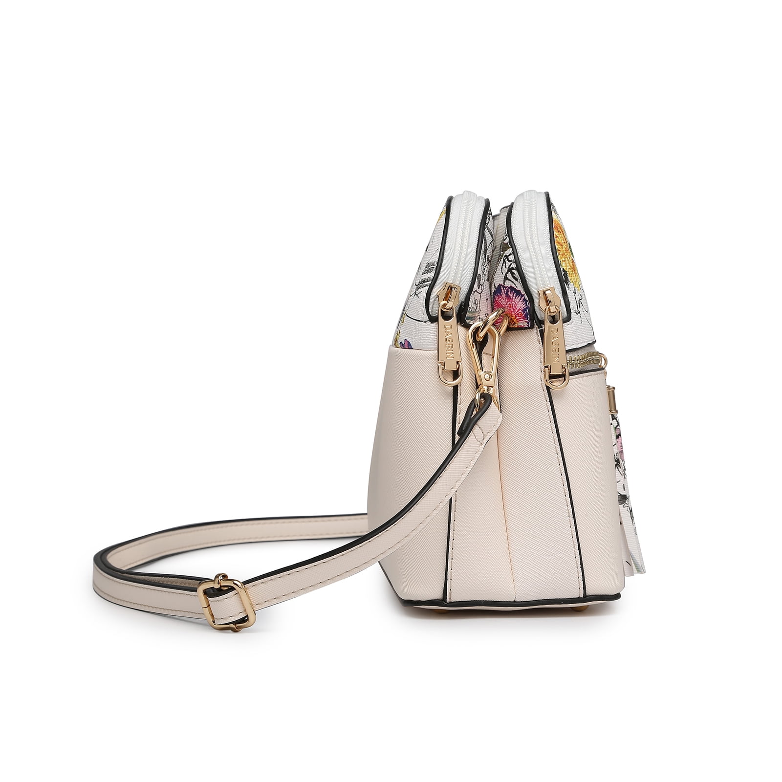 Dasein Women Tassel Zipper Pocket Crossbody Bag Shoulder Purse Fashion Travel Bag with Multi Pockets