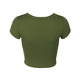 thumbnail image 3 of KOGMO Womens Short Sleeve Crop Top Solid Round Neck T Shirt, 3 of 7