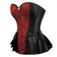 thumbnail image 2 of Grebrafan Corset Halloween Party Floral Pleated Trim Bustier Black Red 4XL, 2 of 5
