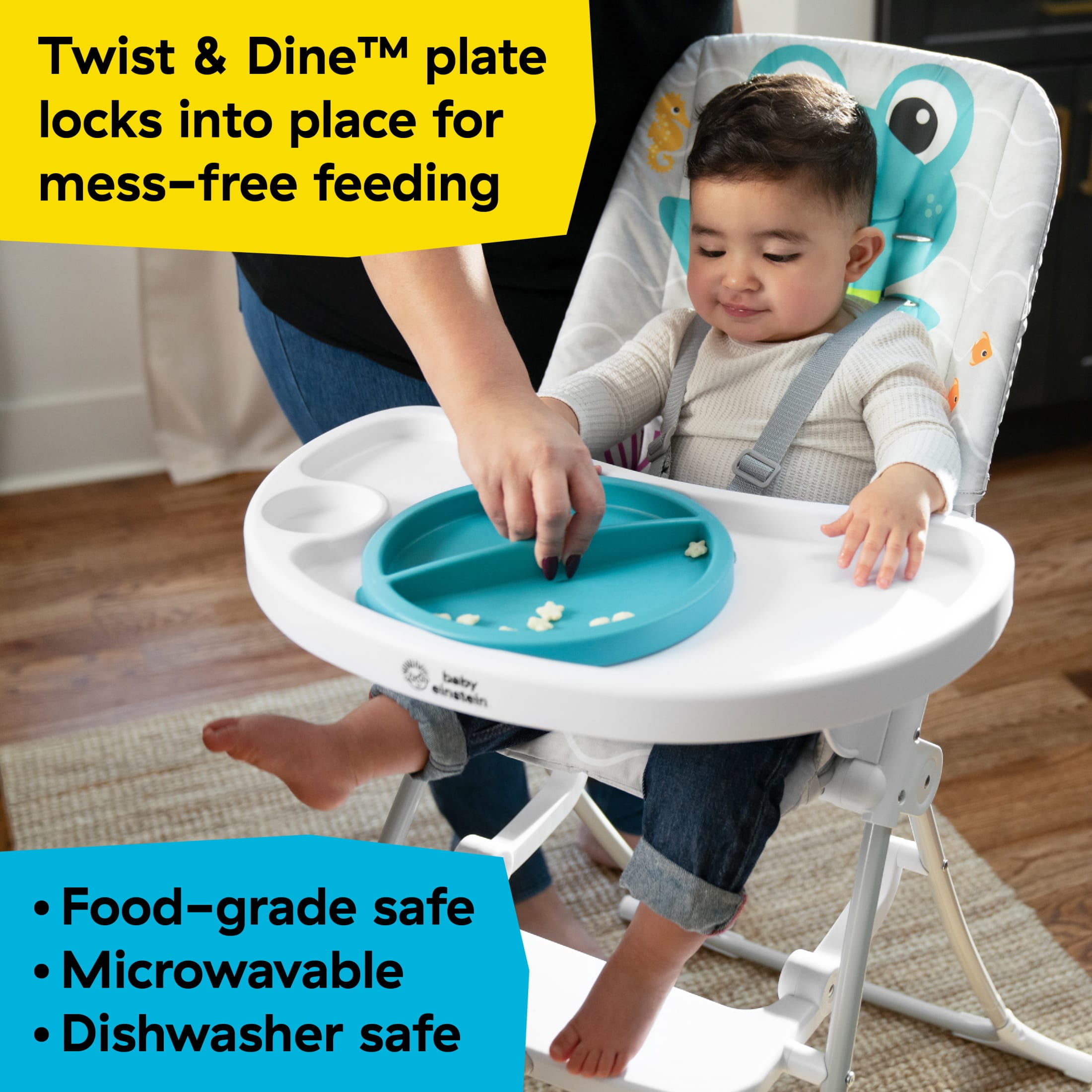 Baby Einstein Ocean Explorers Snack & Splash Compact Folding High Chair, Ages 6 Months and Up, Unisex