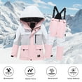 thumbnail image 4 of Kids Snow Suit Boys Girls Winter Thickened Ski Jacket Pants Set Hooded Straps Set Windproof Girls Thanksgiving Outfit, 4 of 4