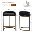 thumbnail image 4 of Zesthouse 26.6″ Modern Bar Stools Set of 2, Upholstered Faux Leather Counter Height Stools with Low Back and Thickened Antique Bronze Metal Frame, Kitchen Island Bar Chairs, Black, 4 of 10