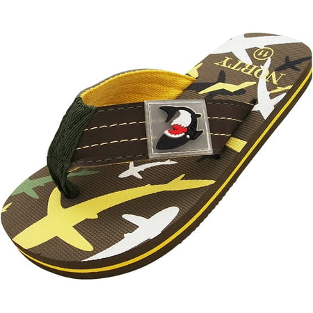 

NORTY Boys Flip Flops Male Child Sandals Yellow Sharks - Runs 1 Size Small