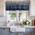 thumbnail image 2 of Abstract Blue Golden Stripes Wave Window Valance Curtain Modern Art Rod Pocket Short Curtain for Living Room, Bedroom & Kitchen Window Decor 54x18in, 2 of 8