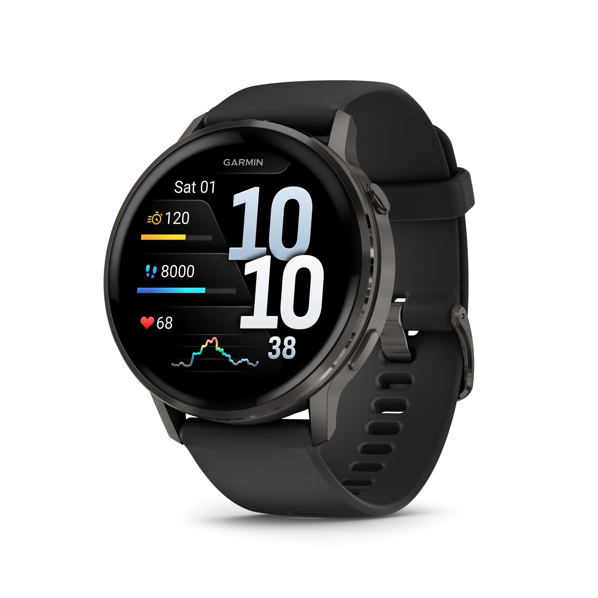 Garmin Venu® 4 – 45 mm Slate with Black Silicone Band