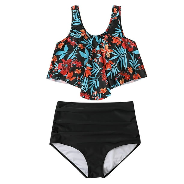 Elegante traje de baño con volantes estampado sin espalda cómodo para mujer Bikini Split traje de baño OAVQHLG3B Store lin121212