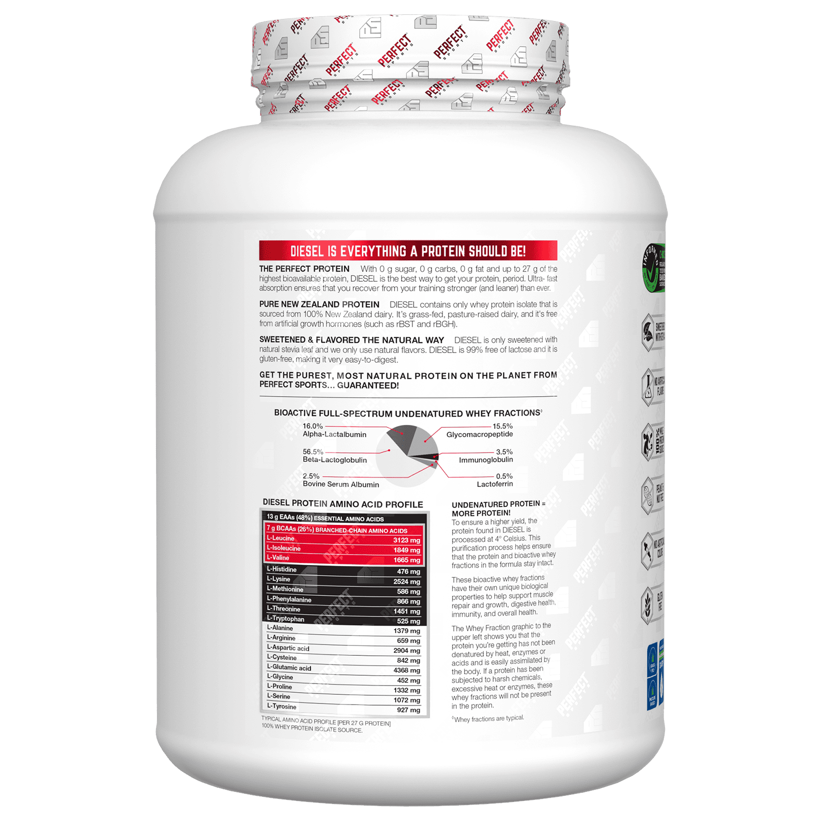 PERFECT SPORTS Diesel 100% New Zealand Whey Isolate - 5lbs Triple Rich Dark Chocolate