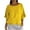 Yellow, variant on hotojiny 3/4 Length Sleeve Tops for Women Cotton Linen Trendy Ruffle Hem Shirts Lounge Loose Crewneck Blouse