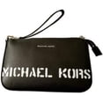 thumbnail image 2 of Michael Kors Saylor Leather Logo Pouchette Wristet Clutch - Black/White, 2 of 2