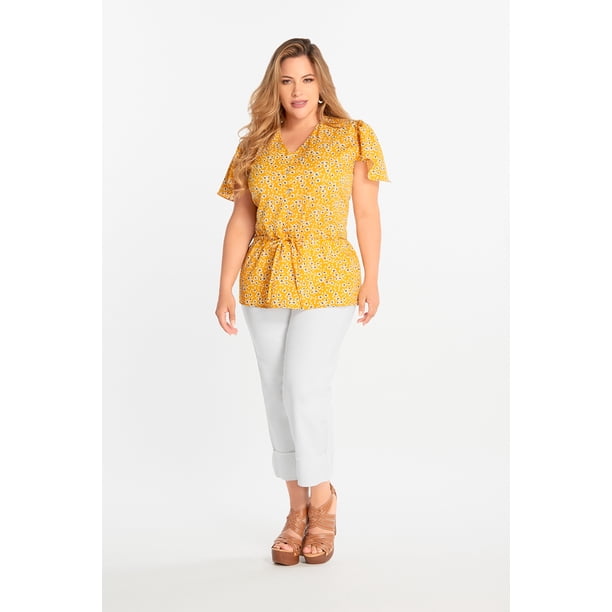 Blusa Casual Flores Amarillo Dama Mundo Terra 026350