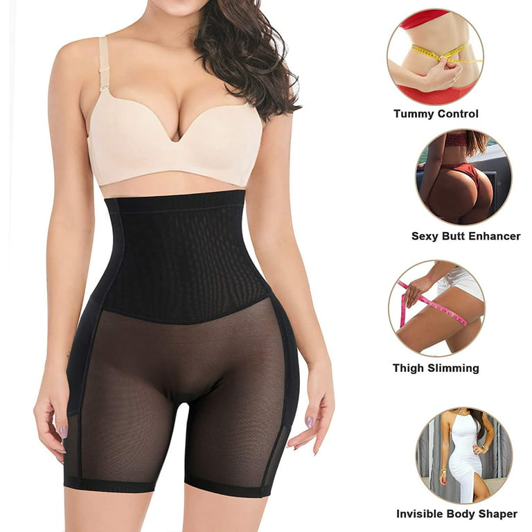 Irisnaya Shapewear for Women Butt Lifter Tummy Control Panties Body Shaper  Padded Hip Enhancer Seamless Underwear Hi-Waist Short(Black Large)