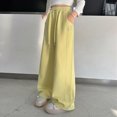 thumbnail image 2 of NOLDARES Girls Baggy Sweatpants Wide Leg Drawstring Elastic Waist Sweat Pants Straight Trackpant Kids Y2K Cute Joggers(W102-Yellow), 2 of 7