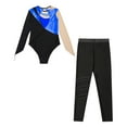 thumbnail image 5 of iiniim Gymnastics Leotards for Girls Long Sleeve Mesh Splice Ballet Bodysuit with Legging Sparkly Jumpsuit Activewear Royal Blue 12, 5 of 7