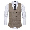 thumbnail image 4 of Lyinloo Men Woolen Double-Breasted Vest Suit Retro Business Waistcoat, 4 of 4