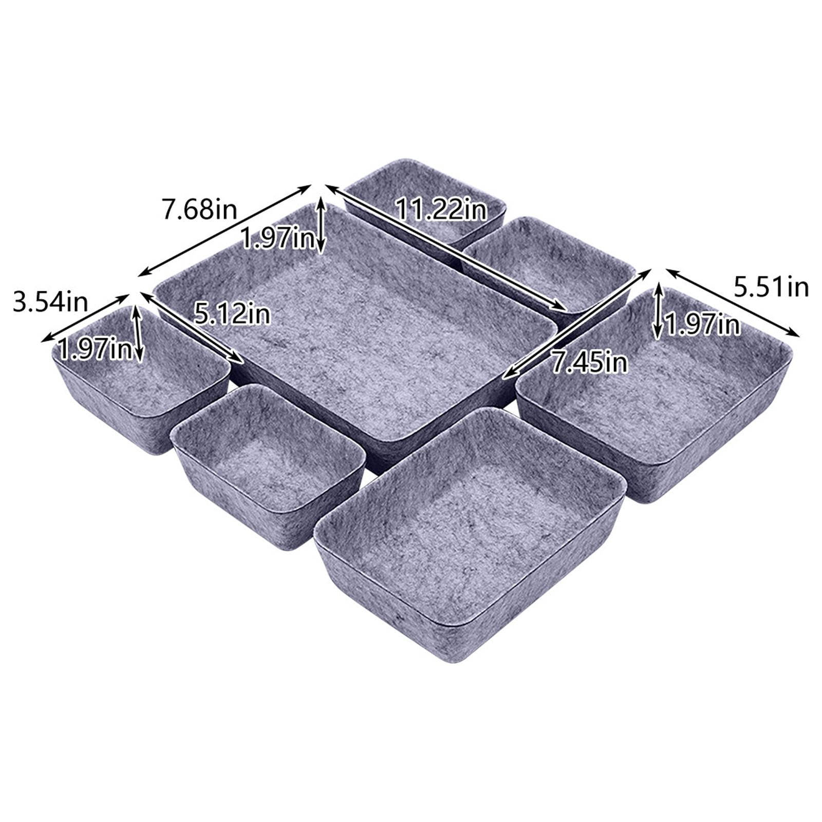 Tuphregyow Desk Drawer Organizer Tray Dividers Set,Kitchen Bathroom Office Drawer Organizers,Separators Shallow Felt Storage Bins Container for Makeup Juck Jewelry Utensils Tools Dresser,7 Pack