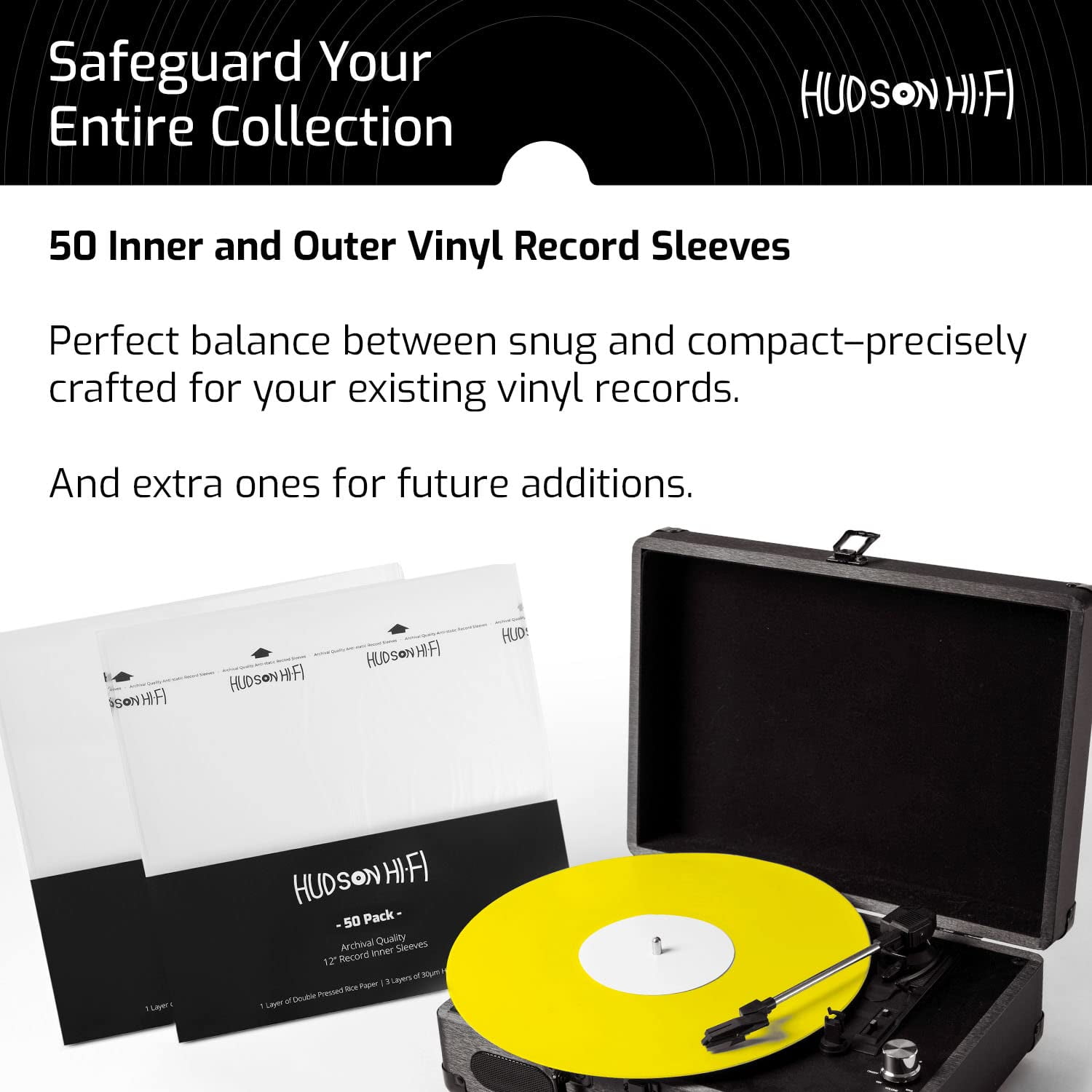 Hudson Hi-Fi 50 ct. Inner Sleeves for Vinyl Records & 50 ct. Vinyl