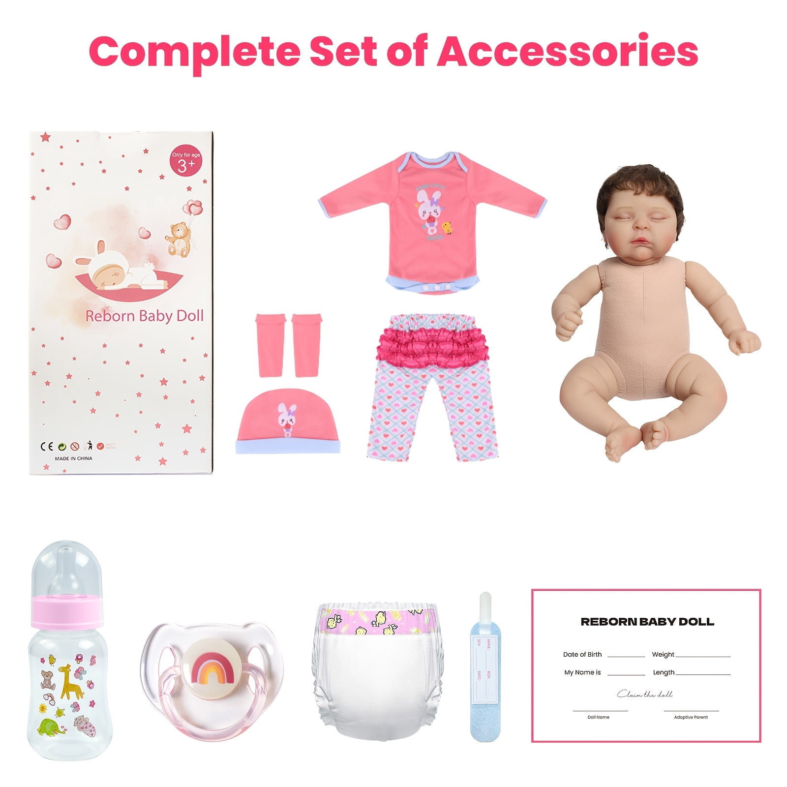 22 Inch Reborn Baby Doll, Realistic Sleeping Newborn Doll, Soft Cloth Body With Accessories, Lifelike Baby Doll Toy Gift For Kids Age 3+ Christmas Present