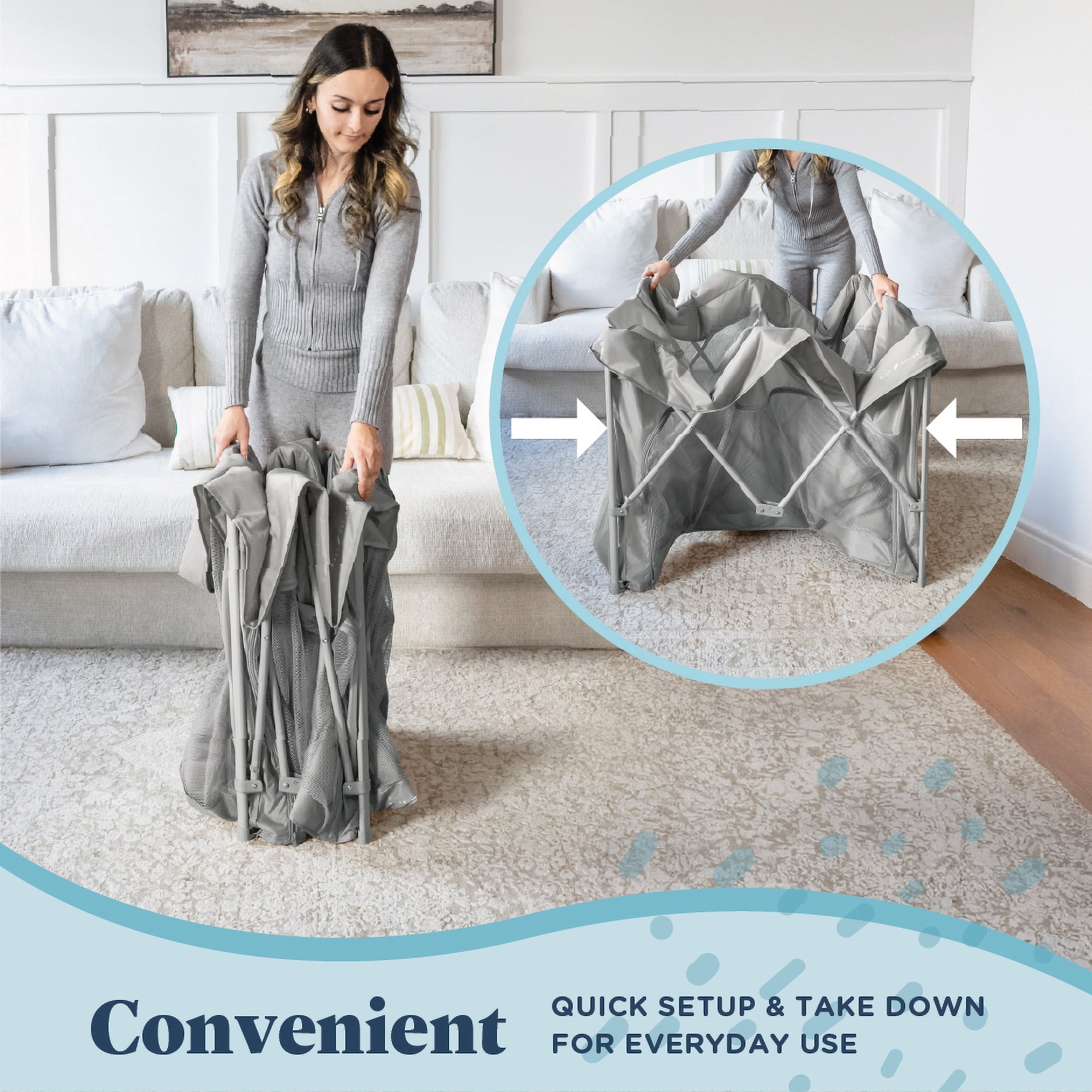 Baby Delight Playport Portable Playard, Spacious, Breathable & Travel Ready, Grey