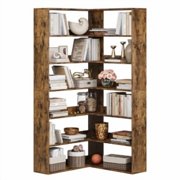 Corner Bookshelf, 6 Tiers Corner Bookcases with Baffles, 6-Tier Corner Bookshelf with Baffles,Large Storage Corner Bookshelf Display Rack 71''Tall Modern L shaprner Etagere Bookcase Corner Shelf L Sha