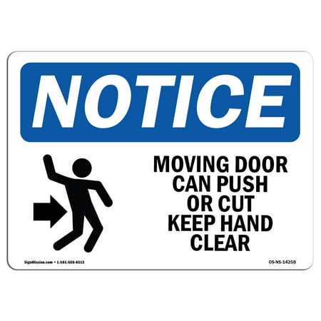 OSHA Notice Sign - Moving Door Can Crush Or Cut Sign With Symbol | Choose from: Aluminum, Rigid Plastic or Vinyl Label Decal | Protect Your Business, Construction Site |  Made in the (Best Way To Crush Aluminum Cans)