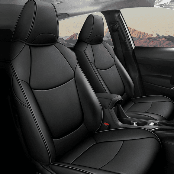 AOMSAZTO Custom Car 5-Seat Covers for Toyota Corolla Hatchback 2020-2023 Full Set Faux Leather Waterproof Vehicle Protection Compatible Airbag Black