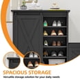 thumbnail image 4 of Uforic Shoe Cabinet with Sliding Door & Shoe Bench,Farmhouse Narrow Slim 5-Tier Adjustable Shoe Storage Organizer for 20 Pairs for Entryway, Foyer, Black, 4 of 6