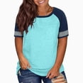 thumbnail image 2 of Quinlirra Shirts for Women Dressy Casual 2025 Women's Spring And Summer New Large-size Loose Round Neck Short-sleeved Top, 2 of 5