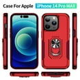 thumbnail image 2 of Nalacover Rugged Case for iPhone 15 Pro with Rotated Ring Holder Kickstand Bracket, Military Grade PC + TPU Shockproof Cover with Magnetic Car Mount Lens Protective Case, Red/Rose, 2 of 11