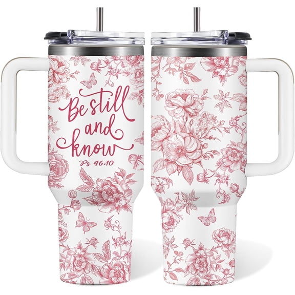 Christian Tumbler For Women, 30 Oz Floral Stainless Steel Vacuum Tumbler, Birthday Christmas Graduation Gifts For Women Mom Sister Best Friends, Travel Coffee Insulated Cup