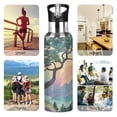thumbnail image 7 of Yayeee 33oz Insulated Water Bottle Double Wall Stainless Steel with Flip Straw Lid, Pine Tree Rainbow, 7 of 7