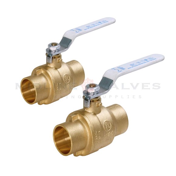 Midline Valve 832C225-NL-2 Premium Full Port Ball Valve, Brass, 3 in. SWT x 3 in. SWT (2 Pack)