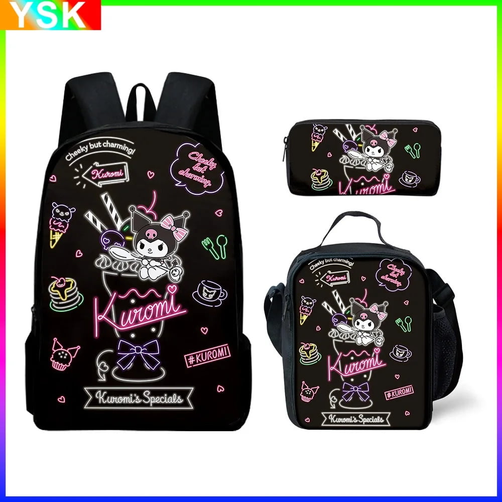 3PC Set Sanrio Kuromi Backpack Sanrio Backpack Pencil Bag Student School Bag Primary and Middle Mochila backpacks for children s