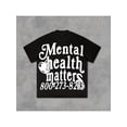 thumbnail image 1 of Men's Mental Health Matters 988-282-4555 Print Cotton T-Shirt - Black with White Text, Relaxed Fit Casual Short Sleeve Round Neck Tee, Machine Washable all-Season Comfort, 1 of 7