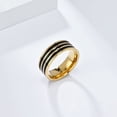 thumbnail image 2 of PAMTIER Men's Women's Stainless Steel Black Enamel Plain Ring 8mm Classic High Polished Wedding Band Gold Size 11, 2 of 4