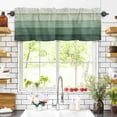 thumbnail image 3 of Rustic Stripes Valances for Windows Green Gradient Farmhouse Wood Grain Rod Pocket Curtain Valance Window Treatment Short Curtains for Kitchen Living Room, 60"x18", 3 of 5