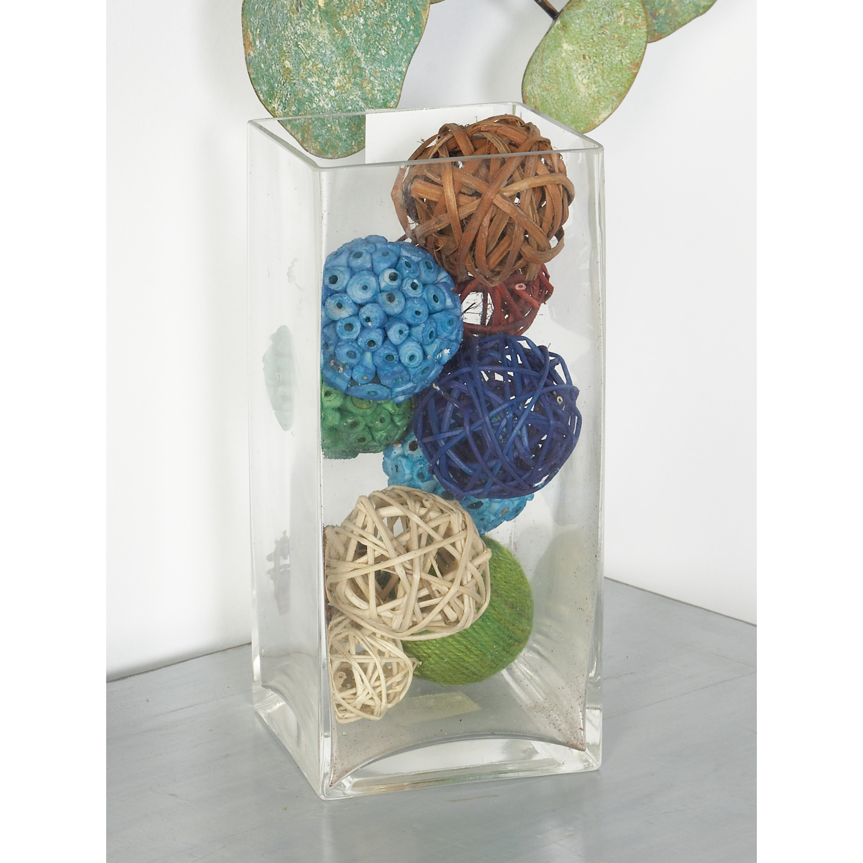 DecMode Blue 6" Handmade Dried Plant Orbs & Vase Filler with Varying Designs (3 Count)