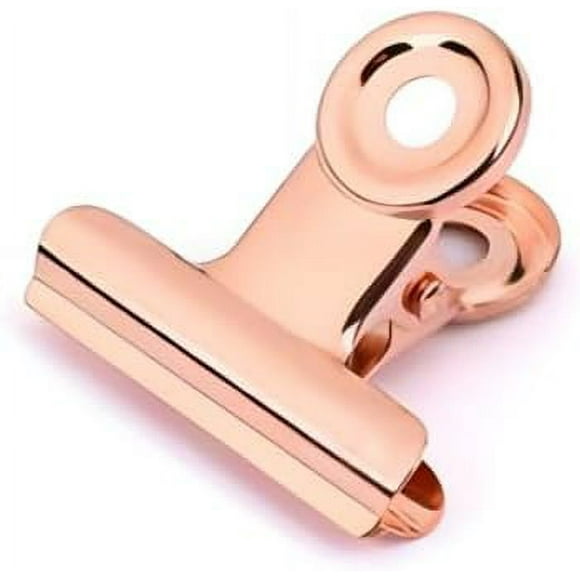 Small Bulldog Clips Rose Gold - 30 Pcs Mini Metal Binder Bull Clips Hinge Paper Clip Office Clamps for Picture Photos (22mm)