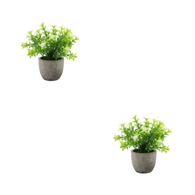 Decodeary Green Eco-friendly Artificial Money Tree In Pot Long-lasting Durability Realistic Appearance white babysbreath 2Set