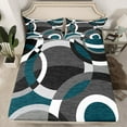 thumbnail image 2 of Manfei Teal Gray Bed Sheets,Modern Geometric Art King Sheets,Circular Print Sheet Set For Adults,Microfiber Bedroom Decor,4-Piece, 2 of 7