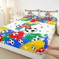 thumbnail image 4 of Castle Fairy Sport Soccer Initial K King Sheets 4pcs, Graffiti Splash Stars Print Bedding, Red Yellow Blue Green,1 Fitted Sheet, 1 Flat Sheet and 2 Pillowcases, 4 of 6