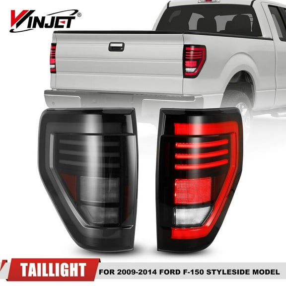 For 2009-2014 Ford F-150 Rear LED Brake Tail Lights Lamps LED Sequential Turn Signal Lights Smoked Lens