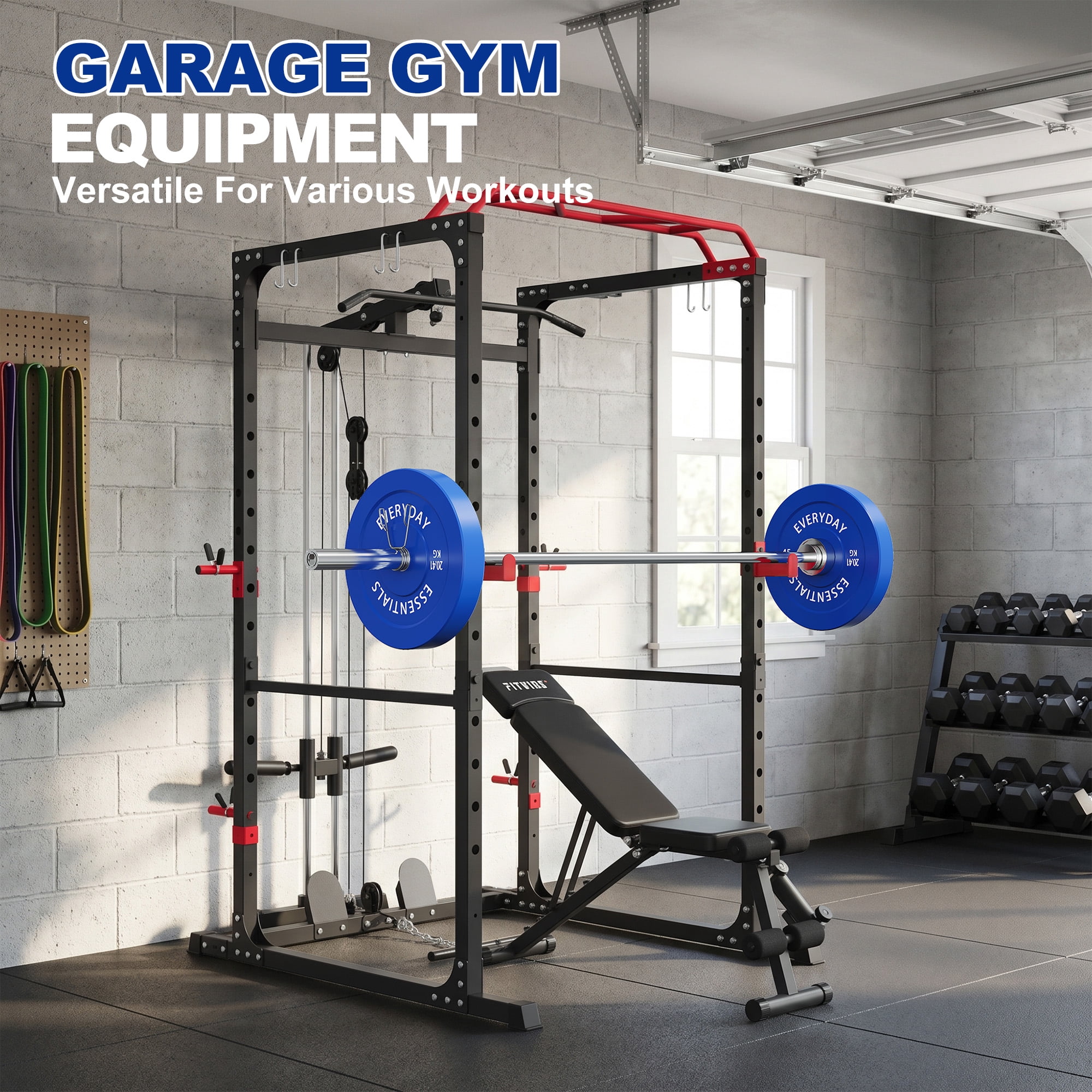 INTRTLOCKINGING TILES 160LB Olympic Weight Set with 7FT Barbell, 2-Inch Colored Rubber Bumper Plates for Home Gym, Cross Training and Weightlifting