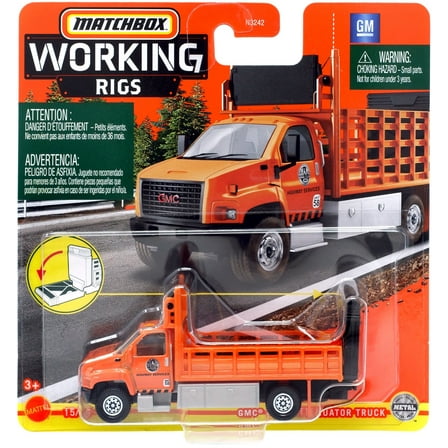 Matchbox Working Rigs GMC 3500 Attenuator Truck Diecast Vehicle (Orange)