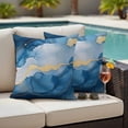 thumbnail image 4 of Blue Marble Outdoor Waterproof Pillow Covers, Modern Abstract Ink Painting Decorative Square Throw Pillowcase Sofa Cushion Sham for Patio/Couch/Chair, 18"x18" 2 Pack, 4 of 8