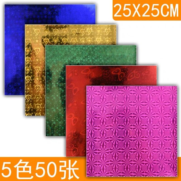 Grulla de papel para origami con forma de mano, papel perlado, papel láser, 10/15/20/25 cm, cuadrado, con flash
