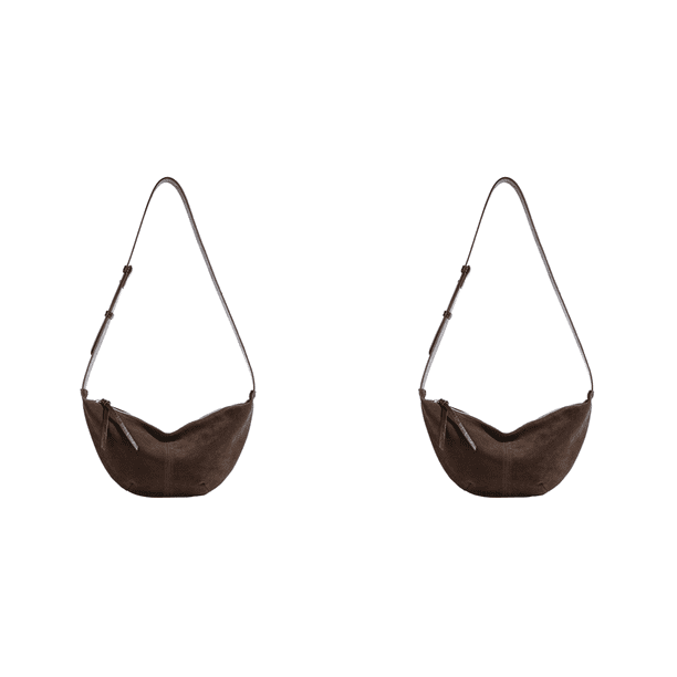 Crescent Bag para Mujeres Y Hombres Bolso Hombro Sólido Ante Hobo Sling (café)